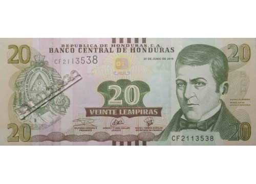 Банкнота Гондурас 20 (двадцать) лемпир 2019 год. Pick 100e. UNC