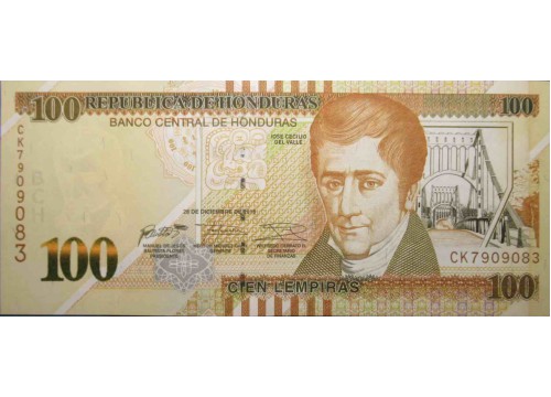 Банкнота Гондурас 100 (сто) лемпир 2016 год. Pick 102. UNC