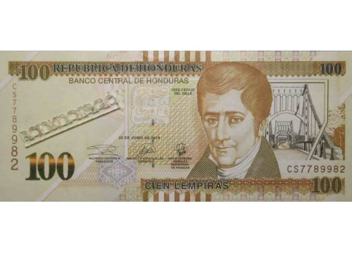 Банкнота Гондурас 100 (сто) лемпир 2019 год. Pick 102d. UNC