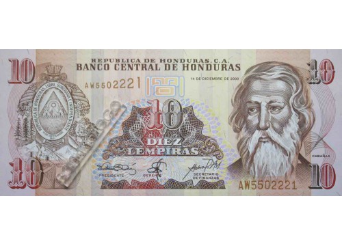 Банкнота Гондурас 10 (десять) лемпир 2000 год. Pick 82d. UNC