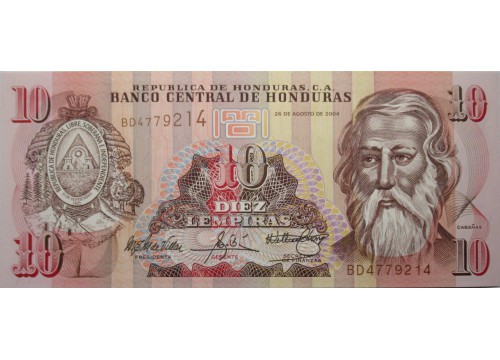 Банкнота Гондурас 10 (десять) лемпир 2004 год. Pick 86c. UNC