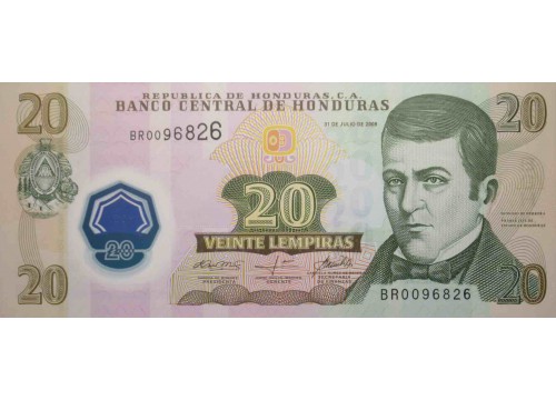Банкнота Гондурас 20 (двадцать) лемпир 2008 год. Pick 95.2. UNC
