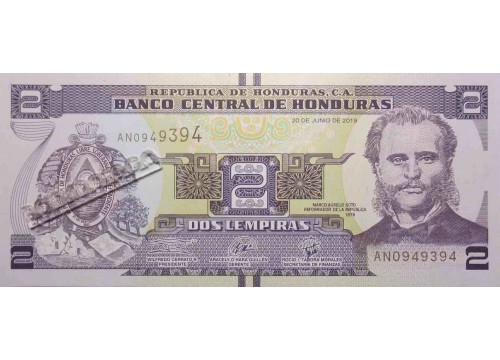 Банкнота Гондурас 2 (две) лемпиры 2019 год. Pick 97d. UNC