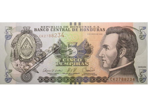 Банкнота Гондурас 5 (пять) лемпир 2024 год. Pick 98c4. UNC
