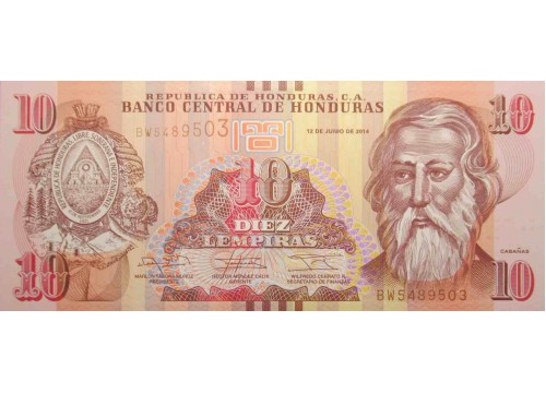 Банкнота Гондурас 10 (десять) лемпир 2014 год. Pick 99. UNC