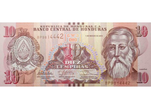 Банкнота Гондурас 10 (десять) лемпир 2012 год. Pick 99. UNC