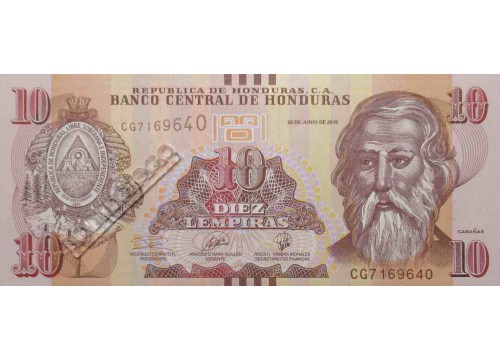 Банкнота Гондурас 10 (десять) лемпир 2019 год. Pick 99d. UNC
