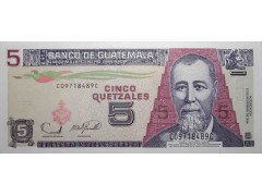 Банкнота Гватемала 5 (пять) кетсалей 2006 год. Pick 106b. UNC