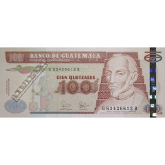 Банкнота Гватемала 100 (сто) кетсалей 2006 год. Pick 114a. UNC