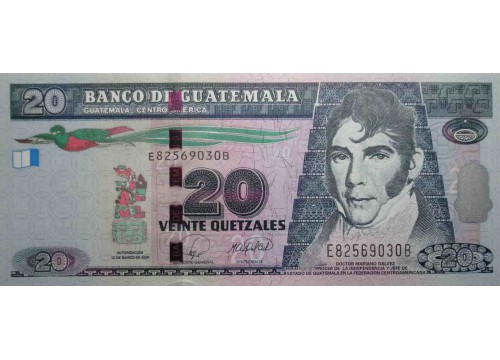 Банкнота Гватемала 20 (двадцать) кетсалей 2008 год. Pick 118. UNC