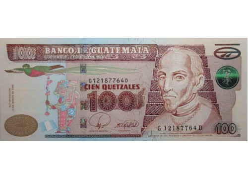 Банкнота Гватемала 100 (сто) кетсалей 2008 год. Pick 119. UNC