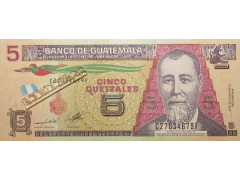 Банкнота Гватемала 5 (пять) кетцалей 2014. Pick 122Aa. UNC