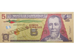 Банкнота Гватемала 5 (пять) кетцалей 2022. Pick W122A6. UNC