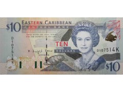 Банкнота Карибские о-ва 10 (десять) долларов 2000 год. Pick 38k. UNC