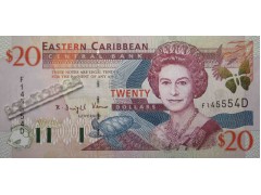 Банкнота Карибские о-ва 20 (двадцать) долларов 2000 год. Pick 39d. UNC