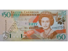 Банкнота Карибские о-ва 50 (пятьдесят) долларов 2000 год. Pick 40g. UNC