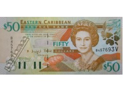 Банкнота Карибские о-ва 50 (пятьдесят) долларов 2000 год. Pick 40v. UNC
