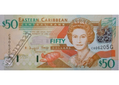 Банкнота Карибские о-ва 50 (пятьдесят) долларов 2003 год. Pick 45g. UNC