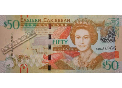 Банкнота Карибские о-ва 50 (пятьдесят) долларов 2015 год. Pick 54b. UNC