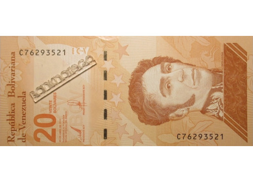 Банкнота Венесуэла 20 (двадцать) боливаров 2021 год. Pick 117.1. UNC