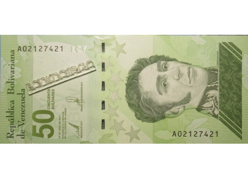Банкнота Венесуэла 50 (пятьдесят) боливаров 2021 год. Pick 118.1. UNC