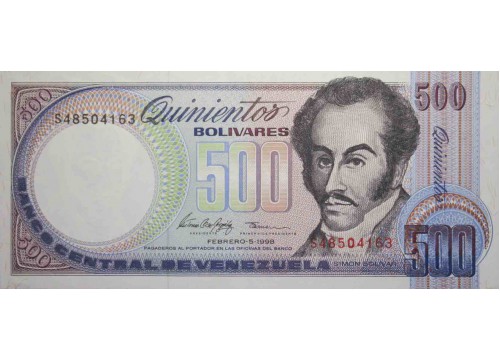 Банкнота Венесуэла 500 (пятьсот) боливаров 1998 год. Pick 67f. UNC