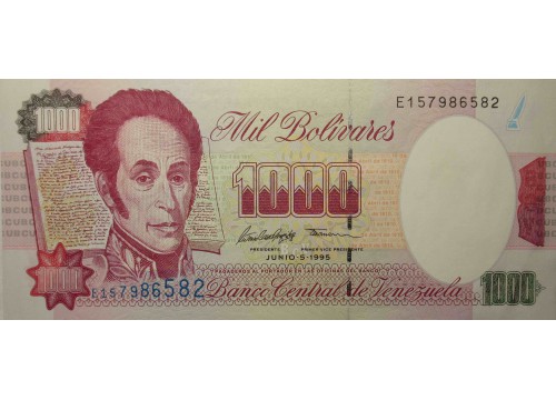 Банкнота Венесуэла 1000 (тысяча) боливаров 1995 год. Pick 76b. UNC