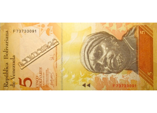 Банкнота Венесуэла 5 (пять) боливаров 2007 год. Pick 89b. UNC