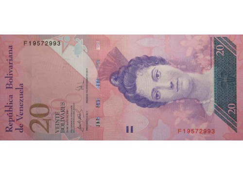 Банкнота Венесуэла 20 (двадцать) боливаров 2007 год. Pick 91b. UNC