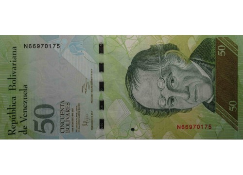 Банкнота Венесуэла 50 (пятьдесят) боливаров 2011 год. Pick 92e. UNC