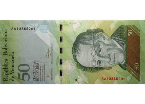 Банкнота Венесуэла 50 (пятьдесят) боливаров 2014 год. Pick 92i. UNC