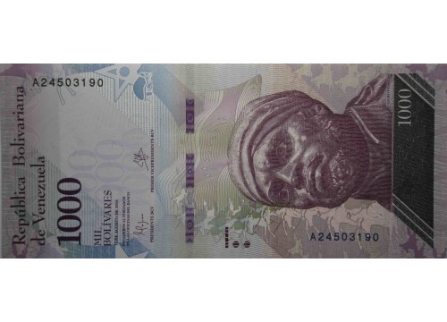 Банкнота Венесуэла 1000 (тысяча) боливаров 2016 год. Pick 95a. UNC