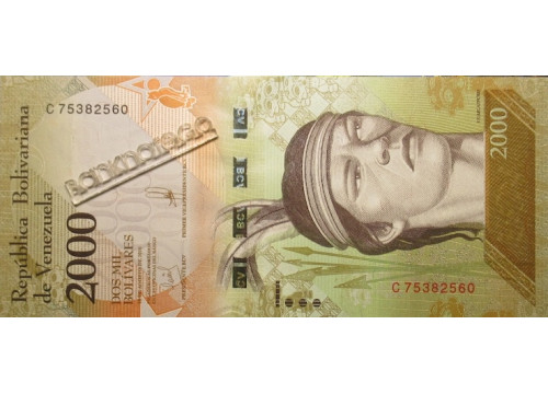 Банкнота Венесуэла 2000 (две тысячи) боливаров 2016 год. Pick 96b. UNC