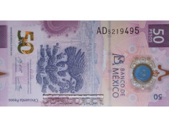 Банкнота Мексика 50 (пятьдесят) песо 2021 год. Pick 133.2. Серия AD. UNC