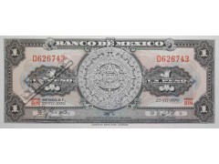 Банкнота Мексика 1 (один) песо 1970 год. Серия BIN. Pick 59l4. UNC