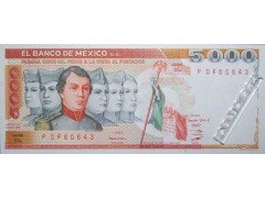 Банкнота Мексика 5000 (пять тысяч) песо 1982 год. Серия DL. Pick 77b1. UNC