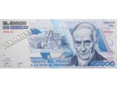 Банкнота Мексика 20000 (двадцать тысяч) песо 1987 год. Pick 91c1. Серия BQ. UNC