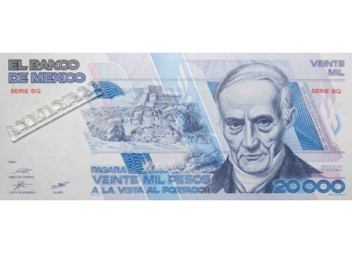 Банкнота Мексика 20000 (двадцать тысяч) песо 1987 год. Pick 91c1. Серия BQ. UNC