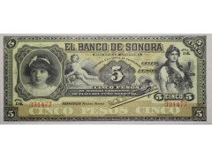 Банкнота Мексика 5 (пять) песо 1898-1911 год. Pick S419. UNC