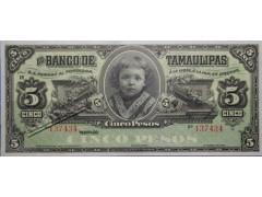 Банкнота Мексика 5 (пять) песо 1902-14 год. Pick S429d. UNC
