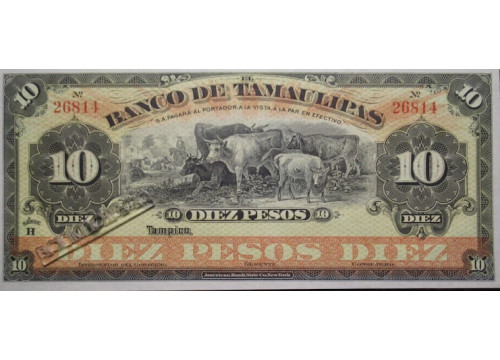 Банкнота Мексика 10 (десять) песо 1902-1914 год. Pick S430c. UNC