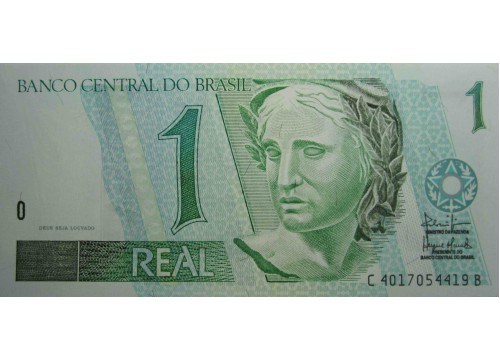 Банкнота Бразилия 1 (один) реал 1997 год. Pick 243Ag. UNC