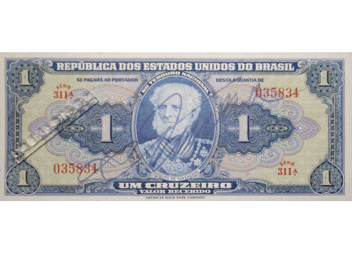 Банкнота Бразилия 1 (один) крузейро 1944 год. Pick 132.1. UNC