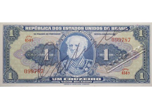 Банкнота Бразилия 1 (один) крузейро 1944 год. Pick 132.2. UNC