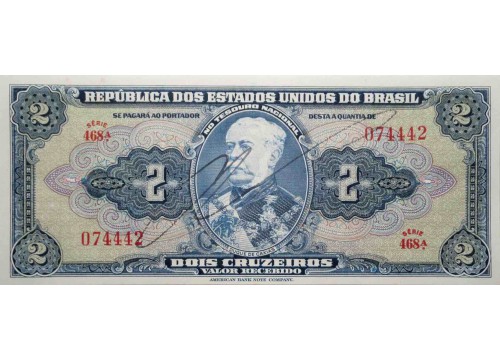 Банкнота Бразилия 2 (два) крузейро 1944 год. Pick 133. UNC