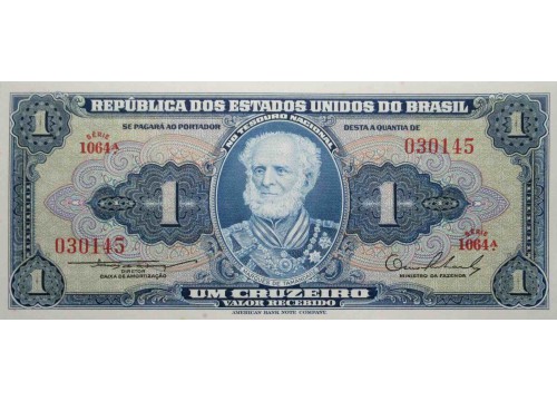 Банкнота Бразилия 1 (один) крузейро 1954-58 год. Pick 150a. UNC