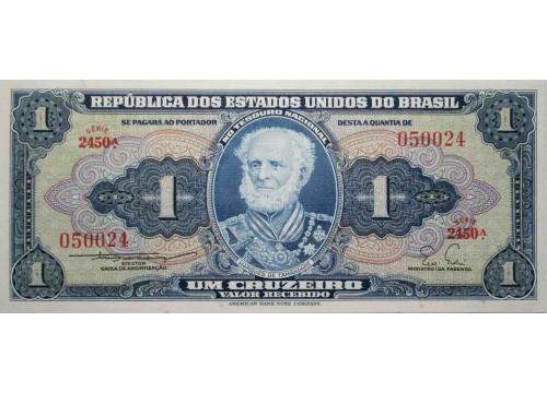 Банкнота Бразилия 1 (один) крузейро 1954-58 год. Pick 150b. UNC