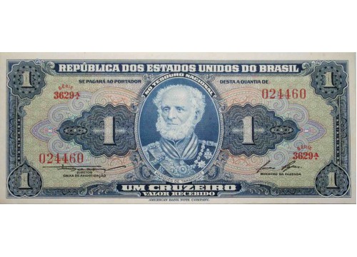 Банкнота Бразилия 1 (один) крузейро 1954-58 год. Pick 150d. UNC
