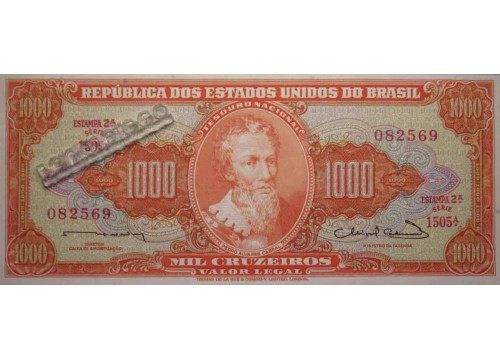Банкнота Бразилия 1000 (тысяча) крузейро 1963 год. Pick 181. UNC