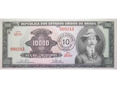 Банкнота Бразилия 10000 (десять тысяч) крузейро 1967 год. Pick 189c. UNC